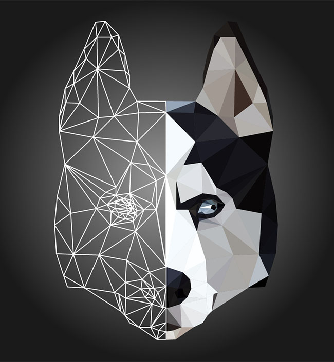 3d wire model dog head 